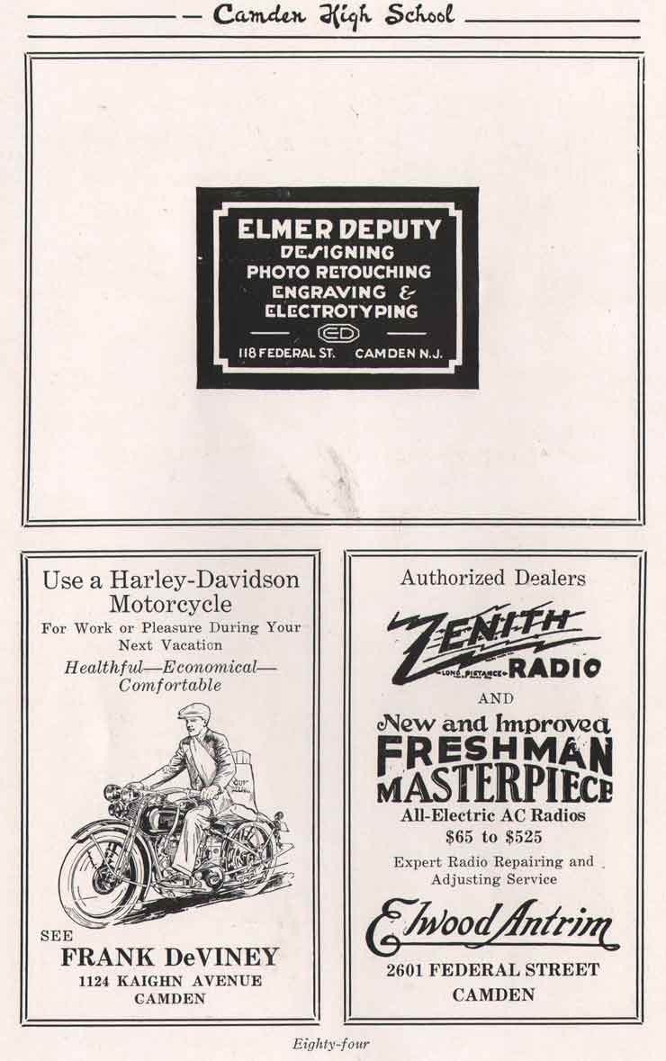 Yearbook advertisement page 84