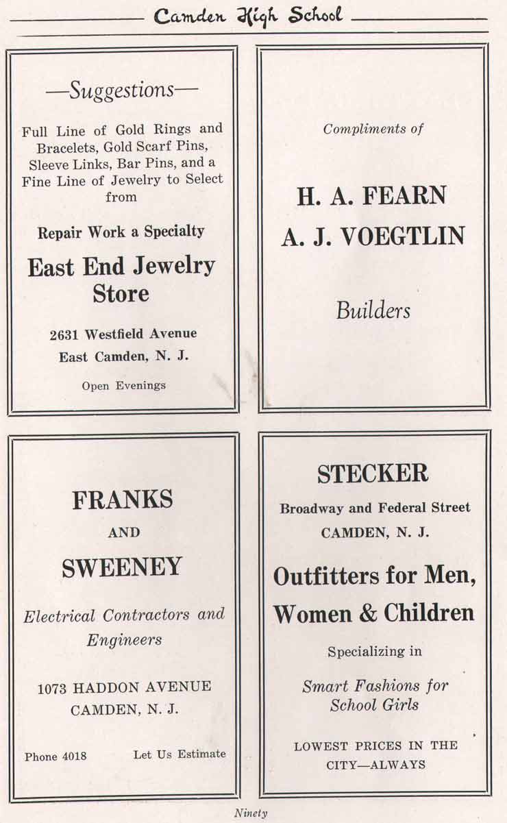 Yearbook advertisement page 90