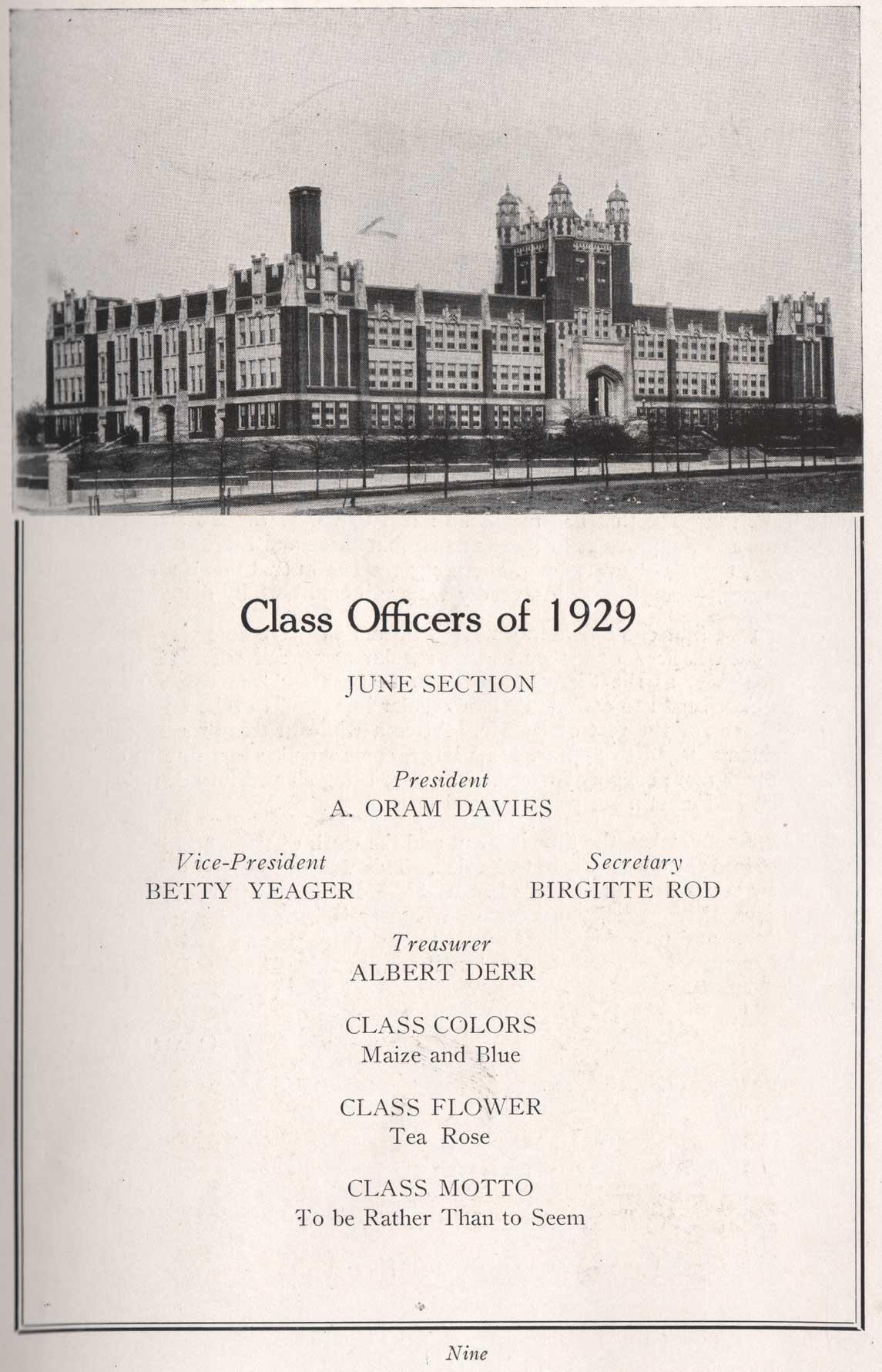 Class officers portrait, June 1929