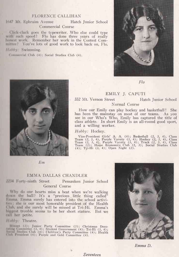 Florence Callihan, Emily J. Caputi, Emma Dallas Chandler