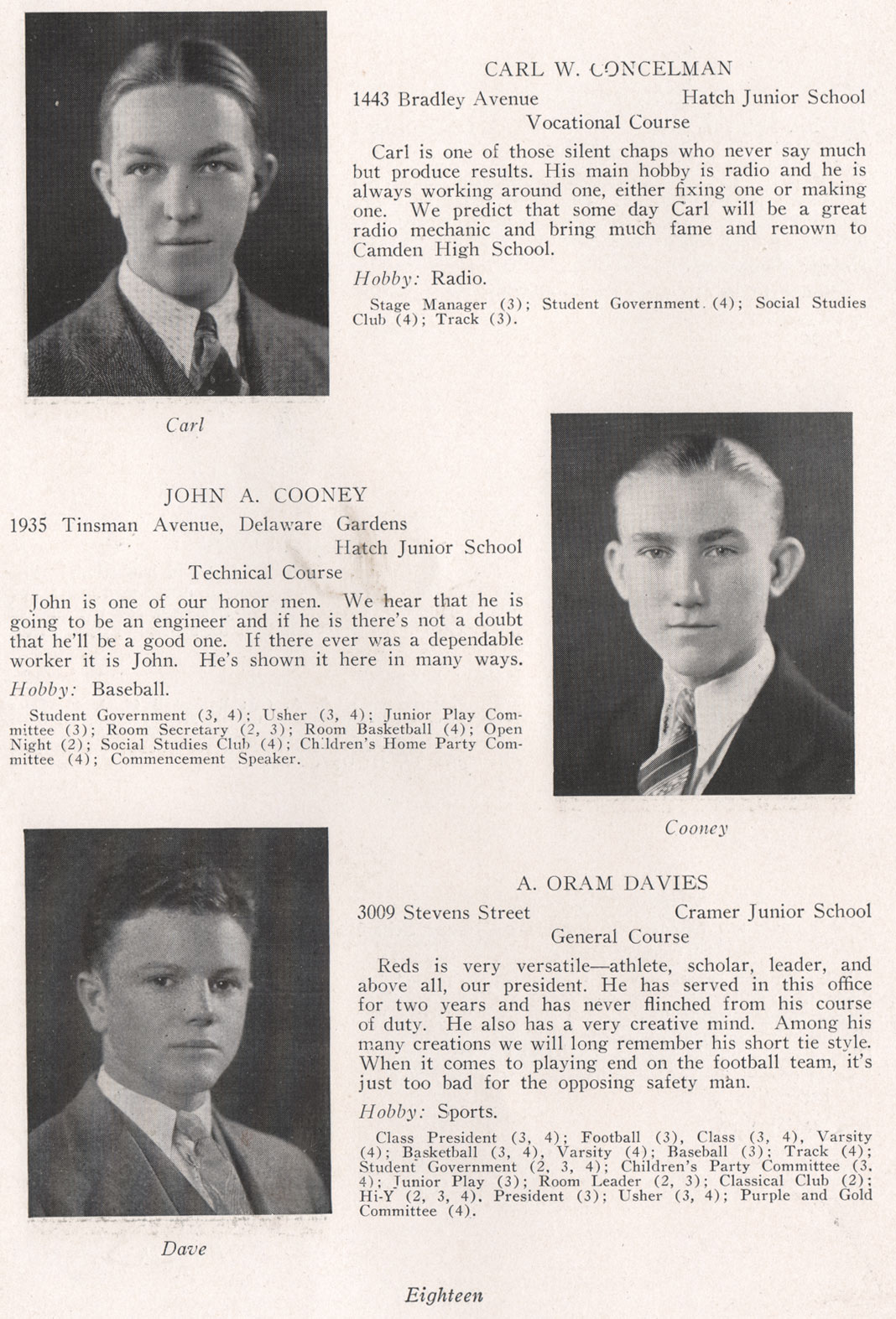 Carl W. Concelman, John A. Cooney, A. Oram Davies
