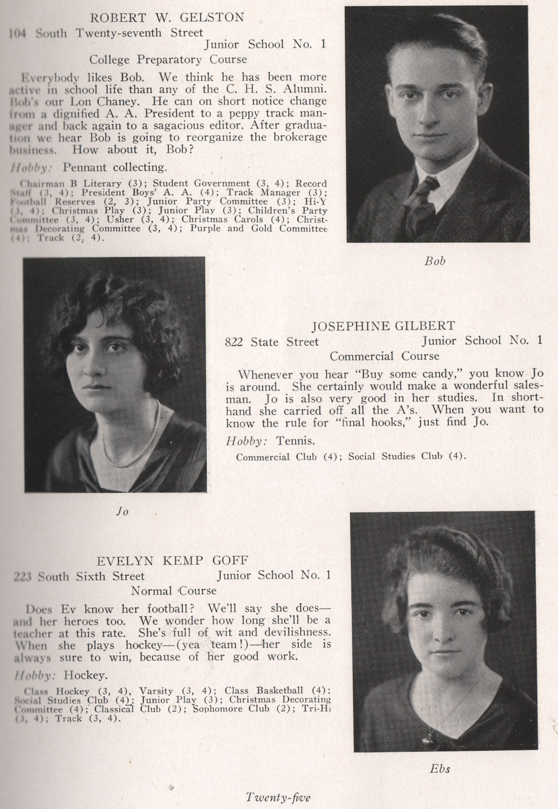 Robert W. Gelston, Josephine Gilbert, Evelyn Kemp Goff