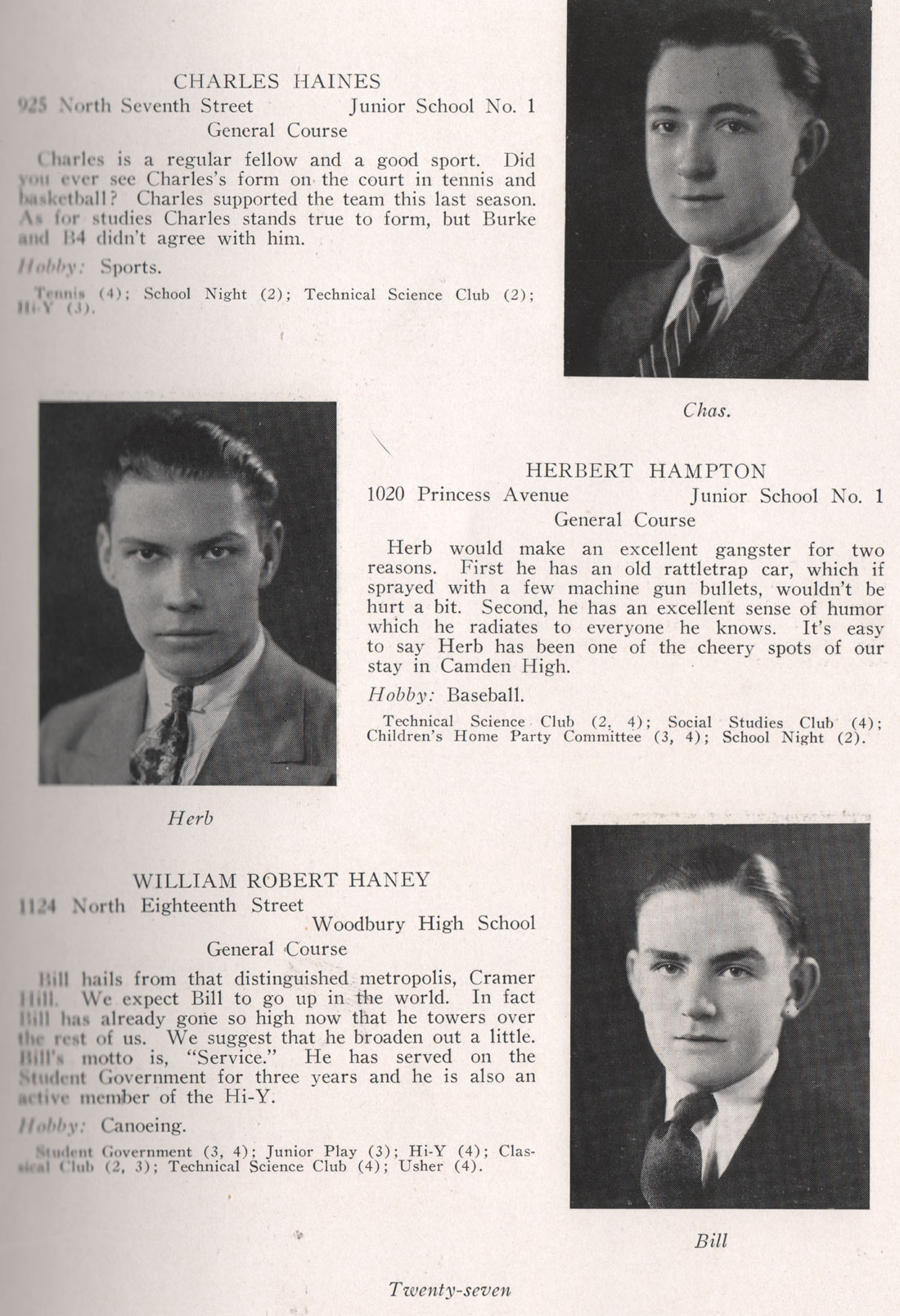 Charles Haines, Herbert Hampton, William Robert Haney