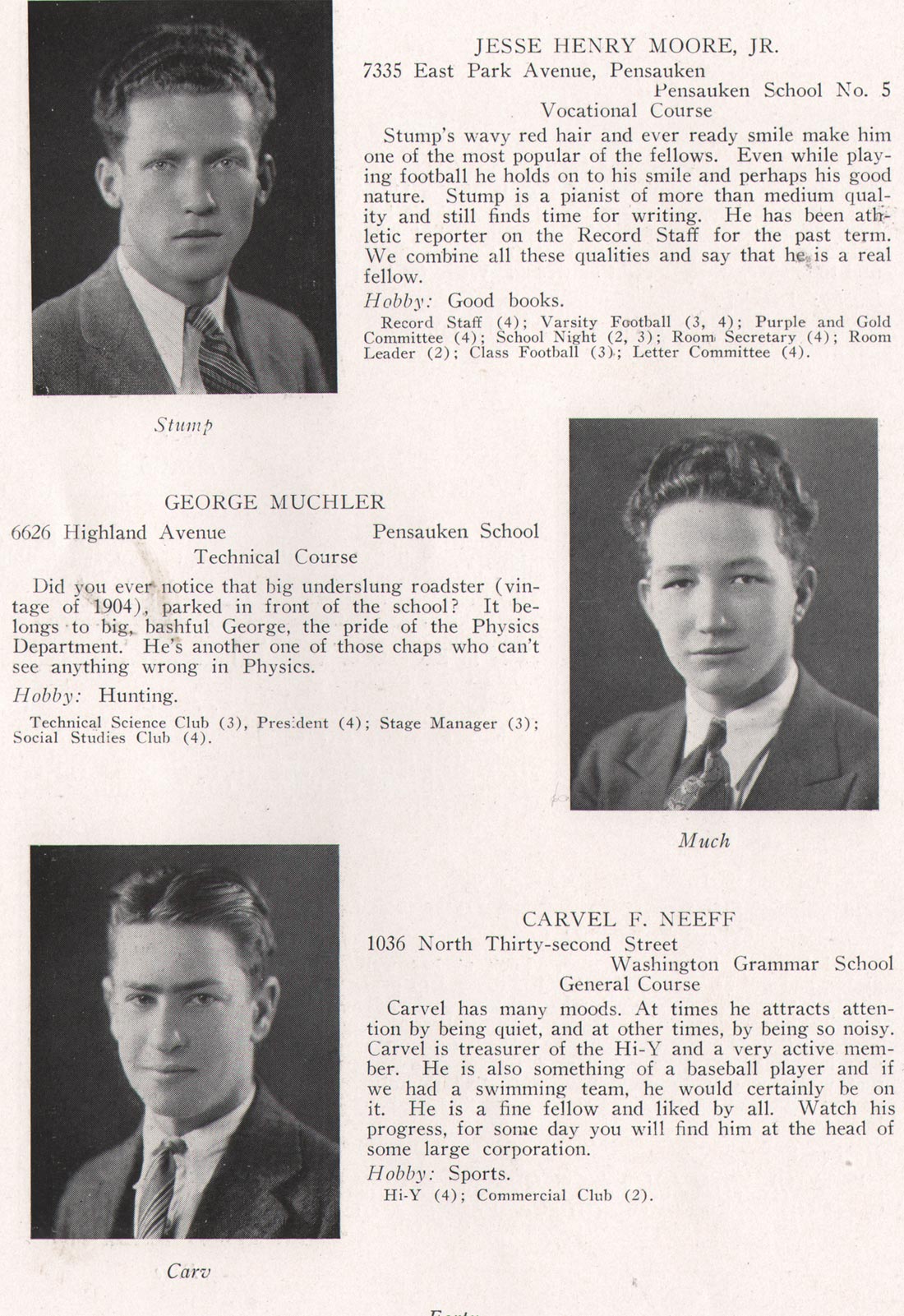 Jesse Henry Moore, George Muchler, Carvel F. Neeff