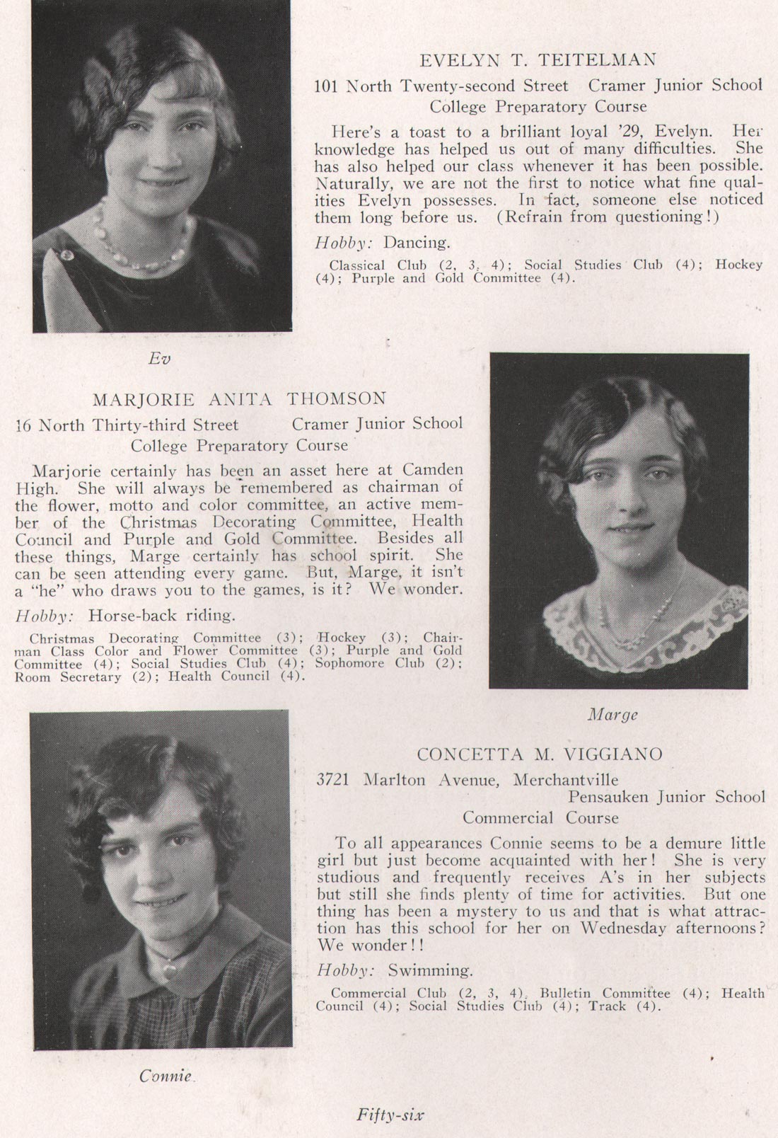 Evelyn J. Teitelman, Marjorie Anita Thomson, Concetta M. Viggiano