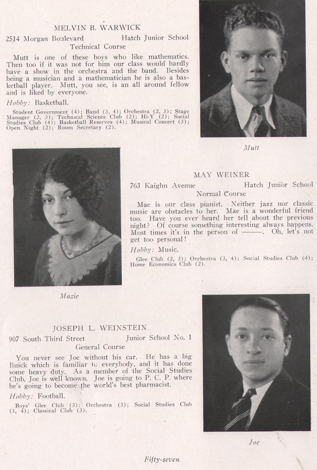 Melvin B. Warwick, May Weiner, Joseph L. Weinstein