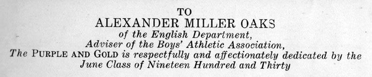 Dedication page nameplate