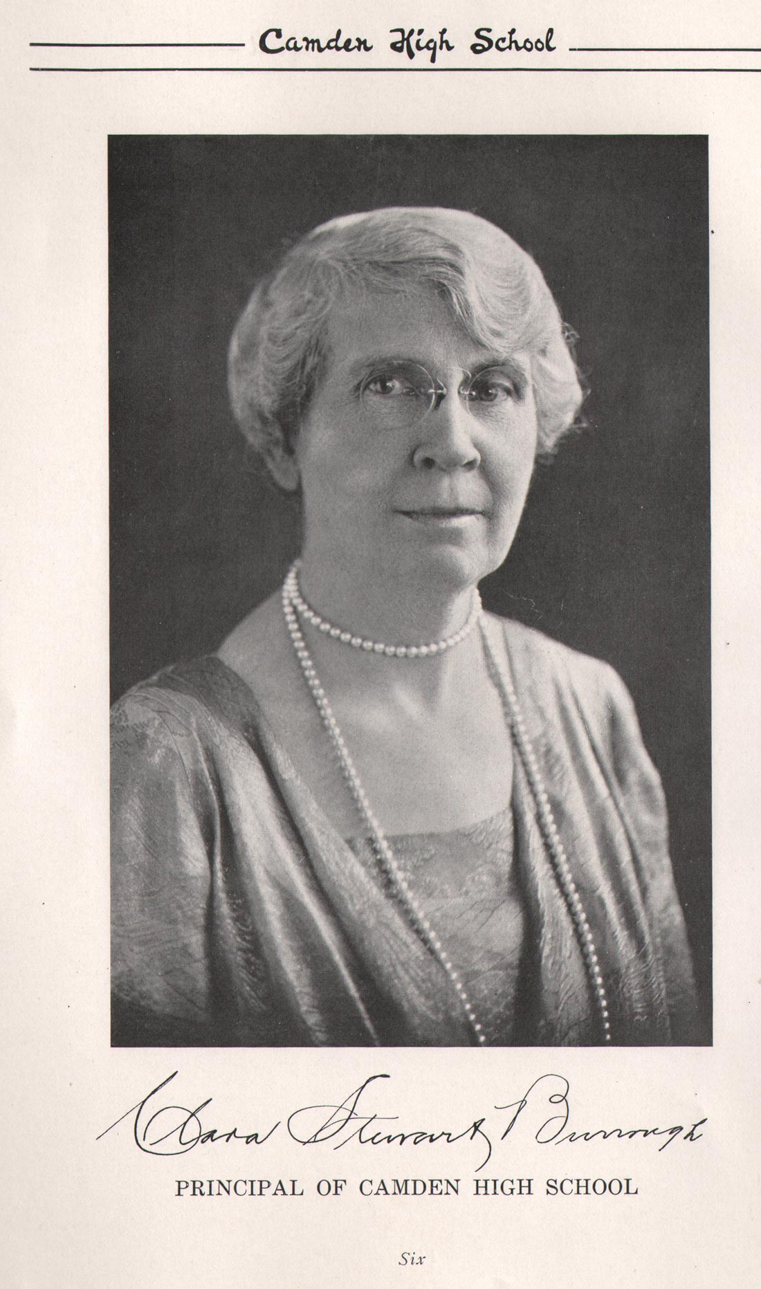 Portrait of Clara Stewart Burrough, Principal of Camden High School