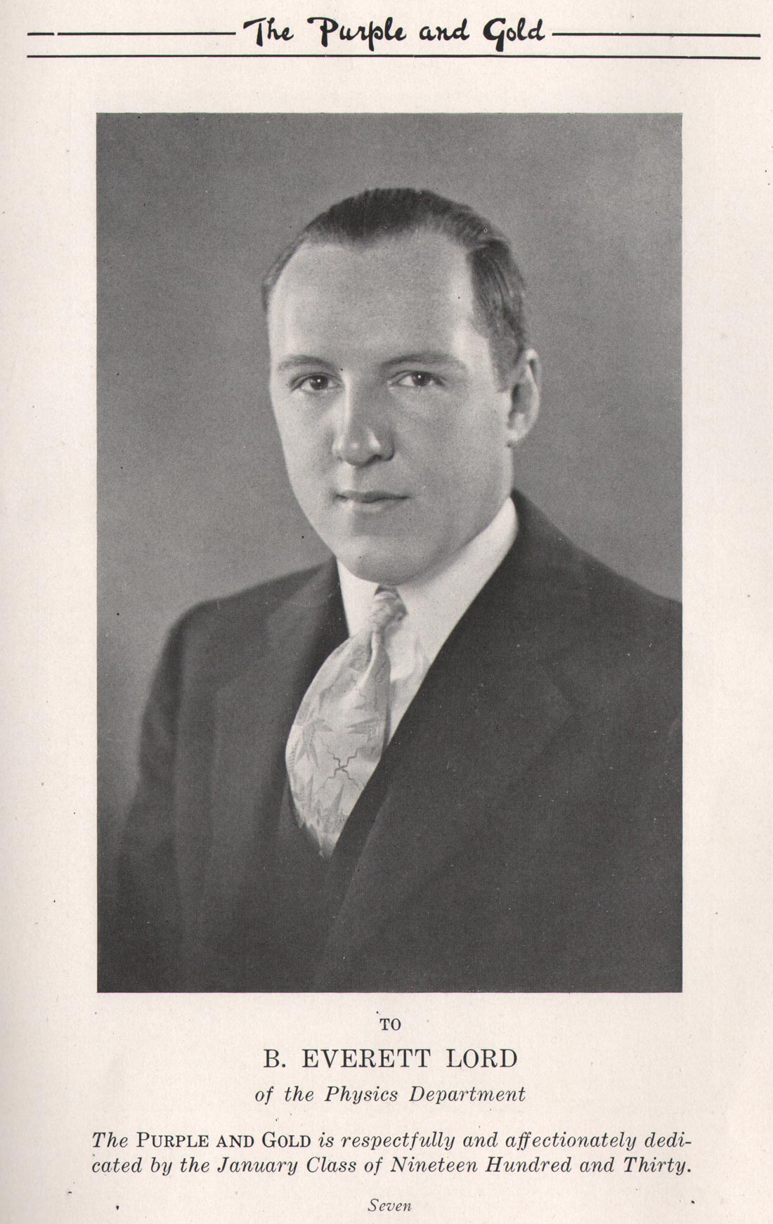 Portrait of B. Everett Lord, faculty