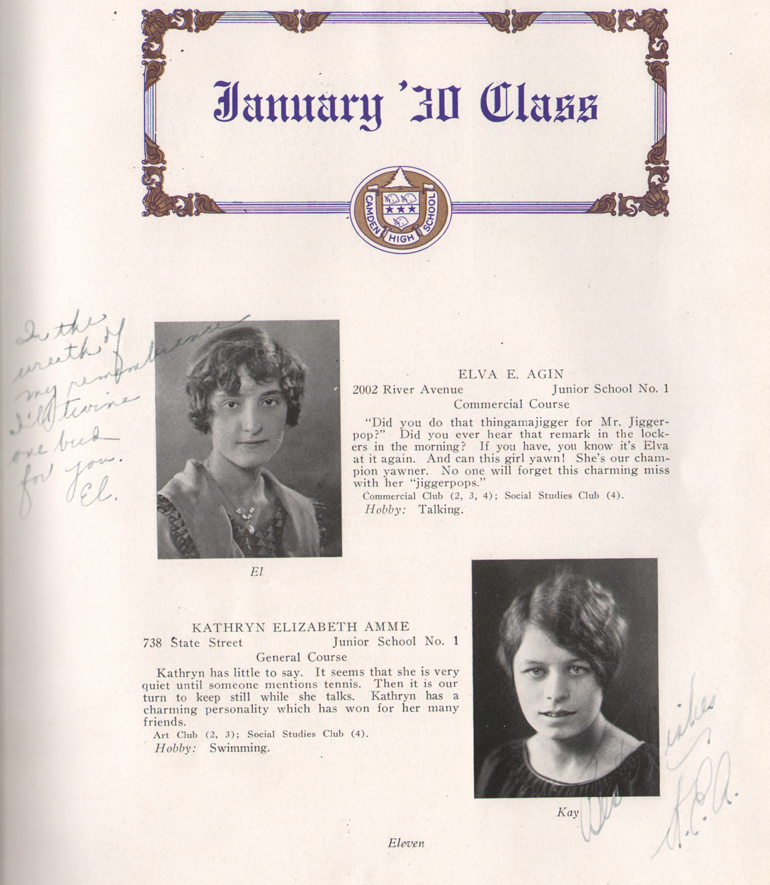 Class portraits yearbook page 11