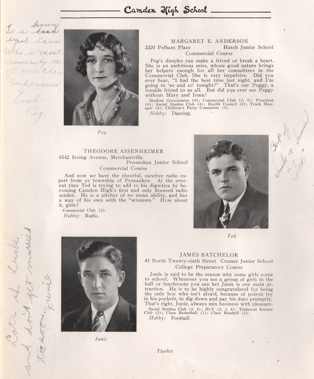 Class portraits yearbook page 12