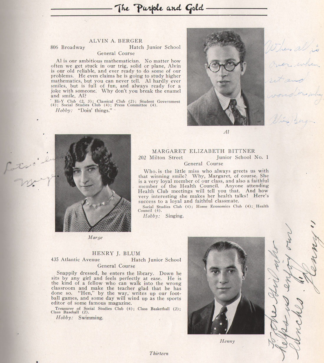 Class portraits yearbook page 13