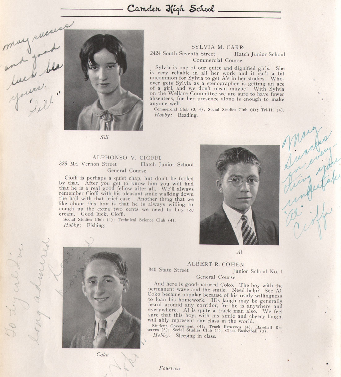 Class portraits yearbook page 14