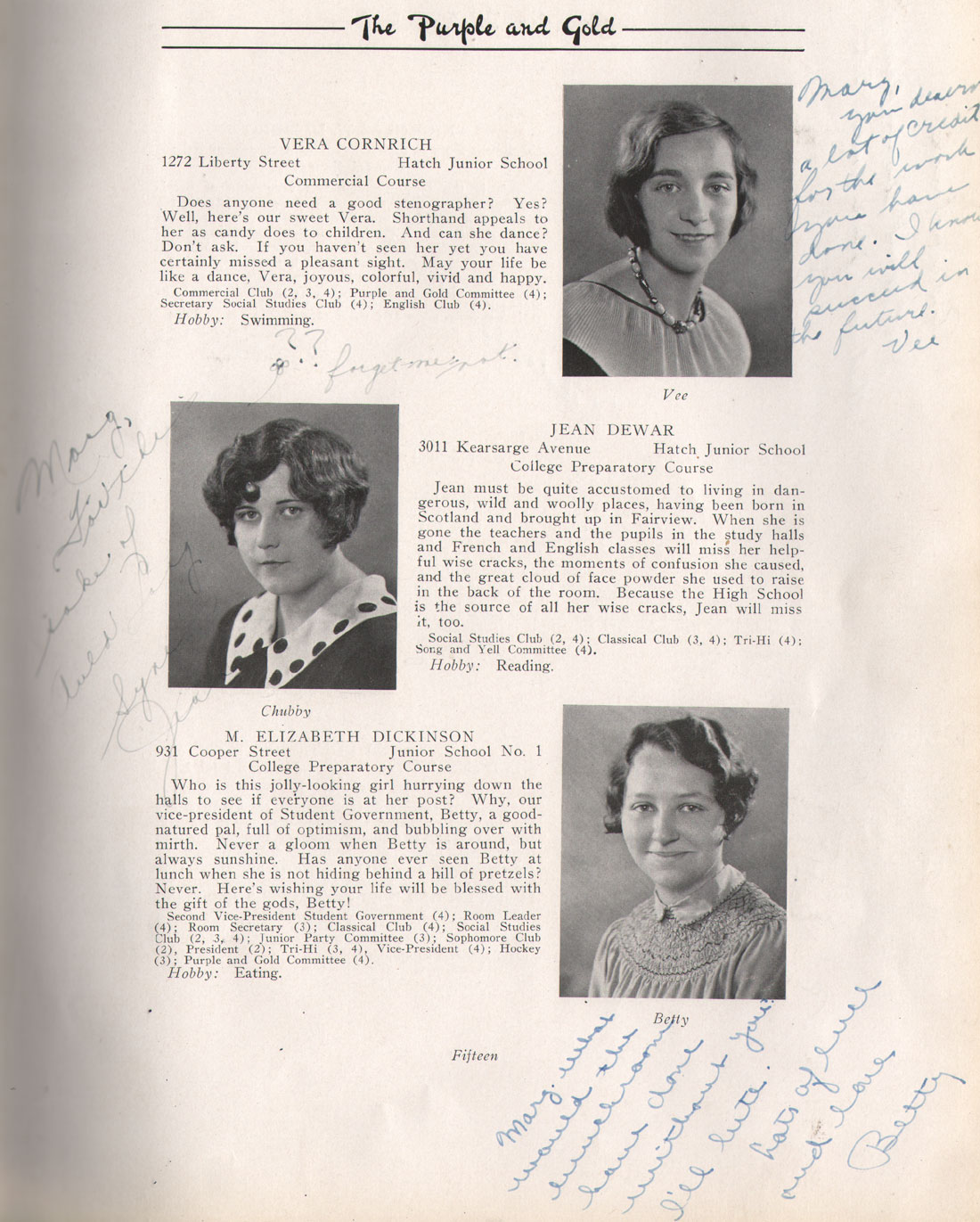 Class portraits yearbook page 15