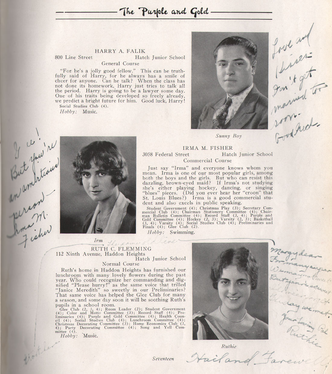 Class portraits yearbook page 17