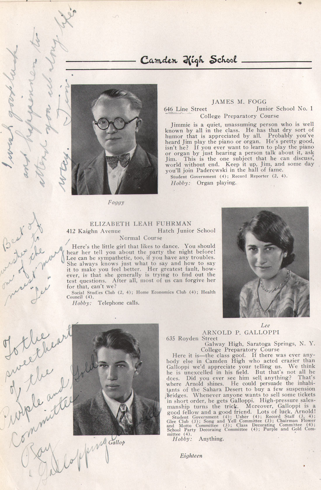 Class portraits yearbook page 18
