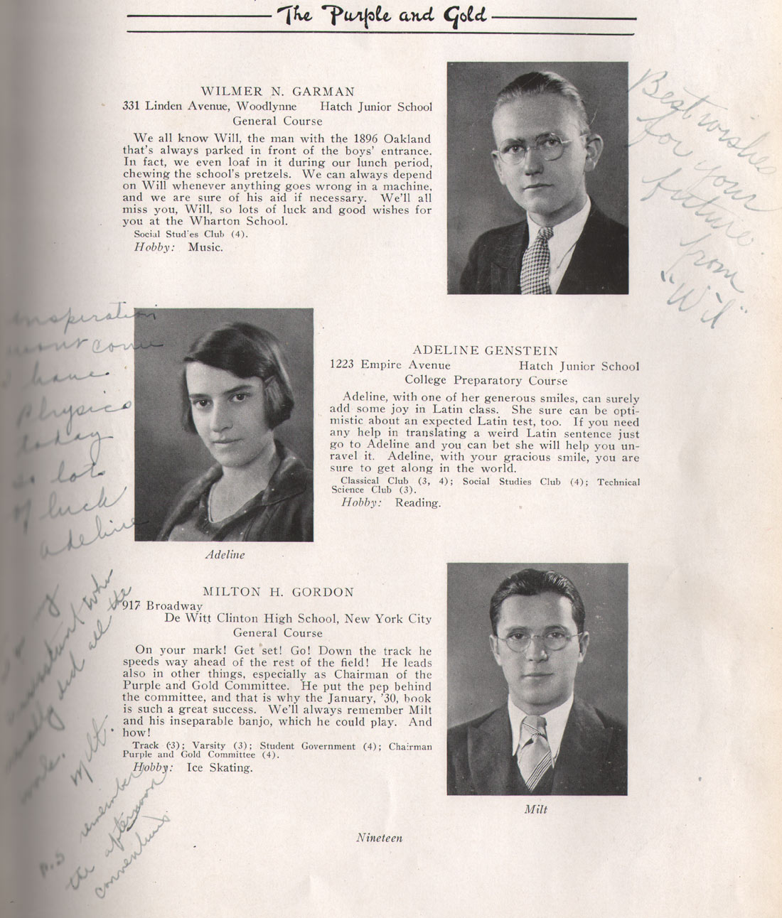 Class portraits yearbook page 19