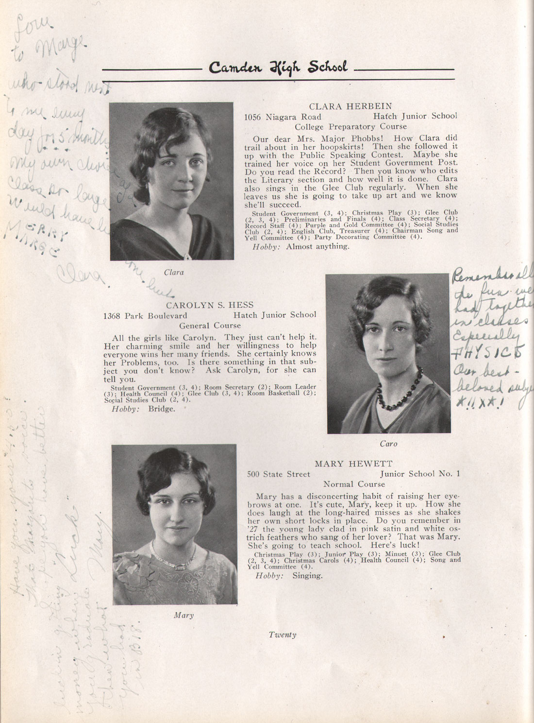 Class portraits yearbook page 20