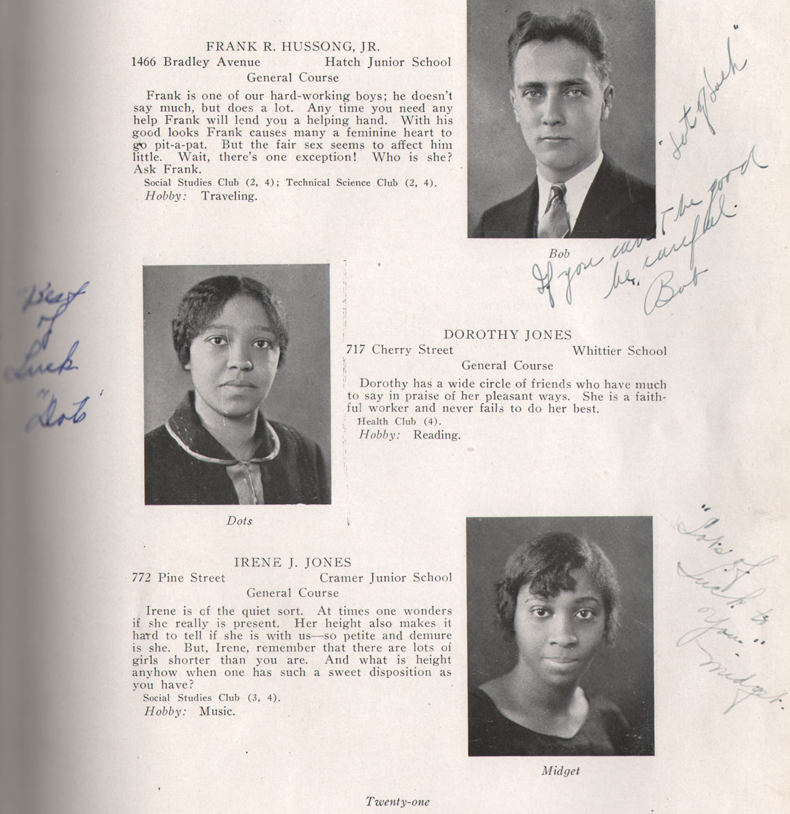 Class portraits yearbook page 21