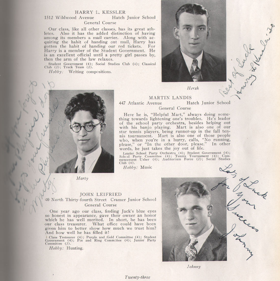 Class portraits yearbook page 23