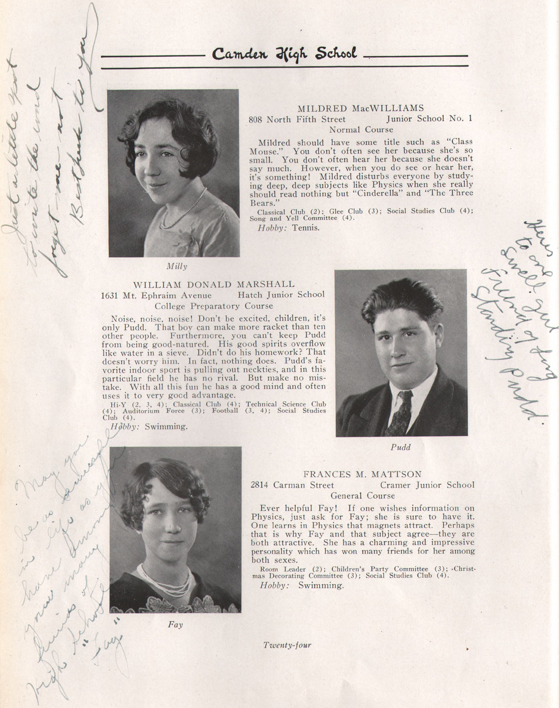 Class portraits yearbook page 24