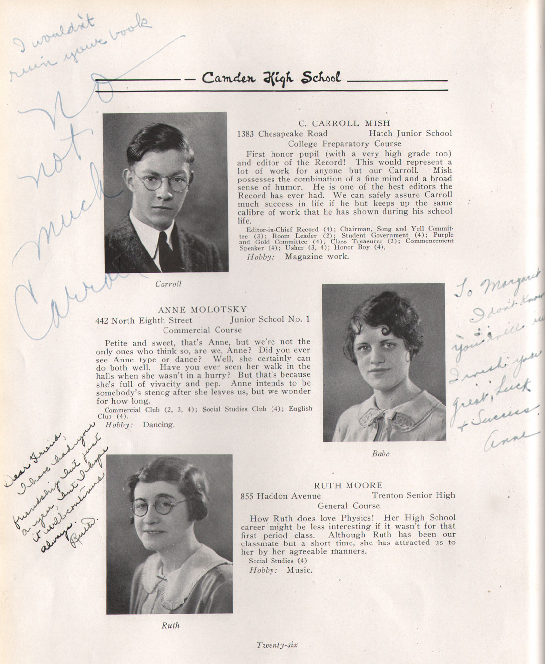 Class portraits yearbook page 26