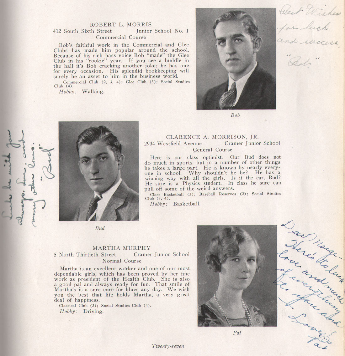 Class portraits yearbook page 27