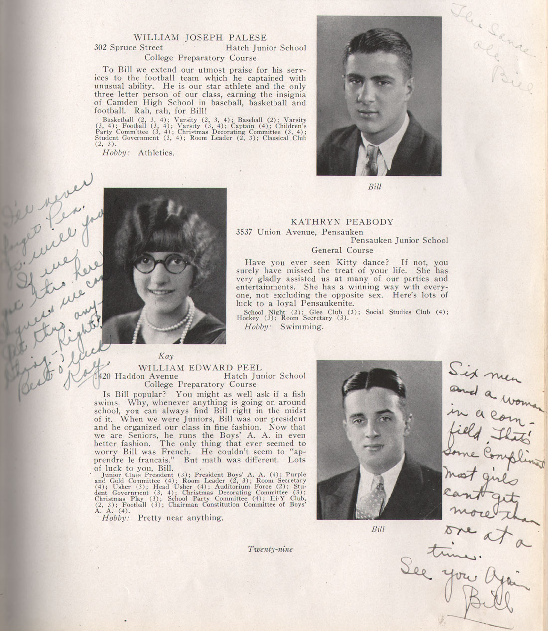 Class portraits yearbook page 29