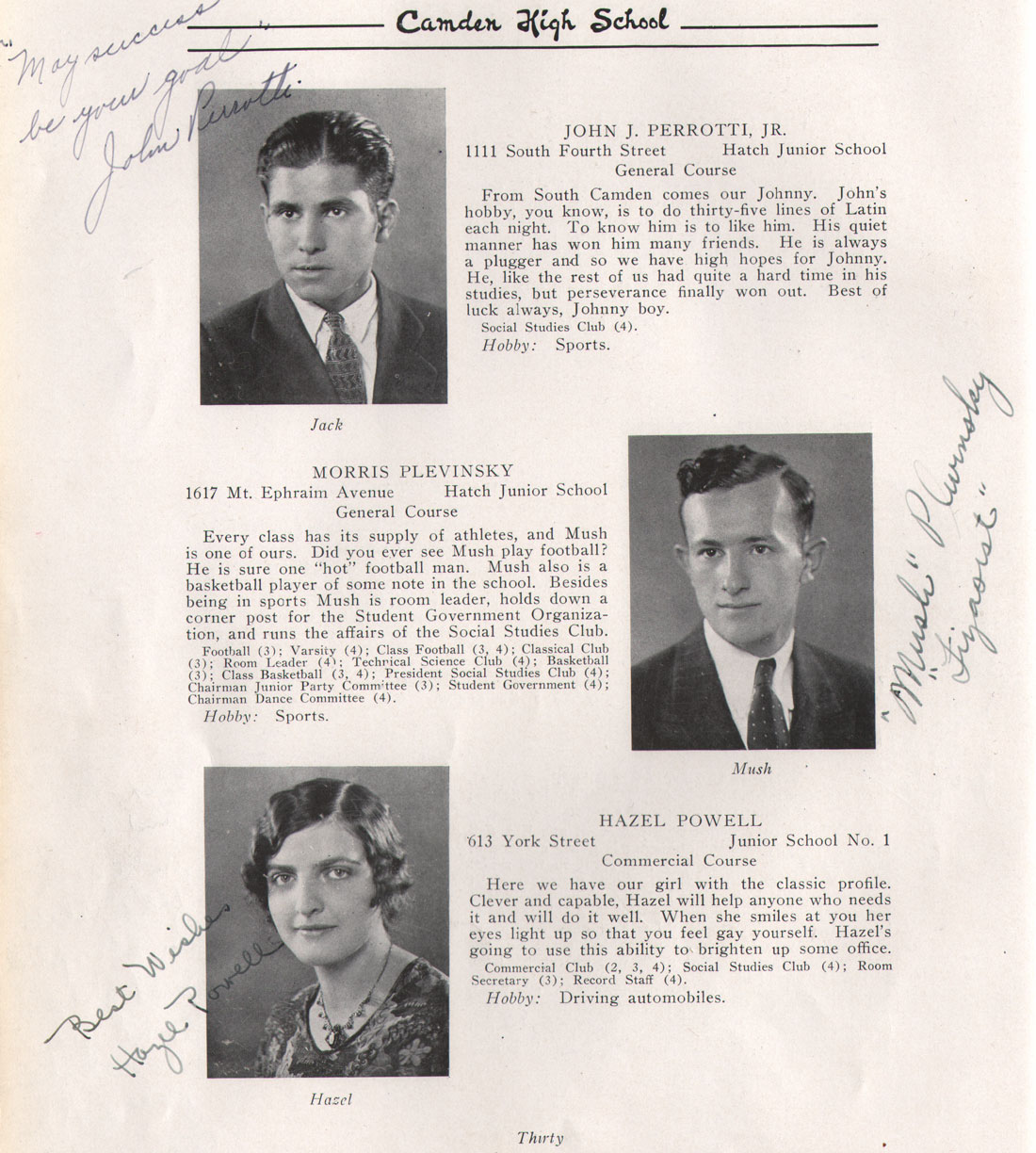 Class portraits yearbook page 30