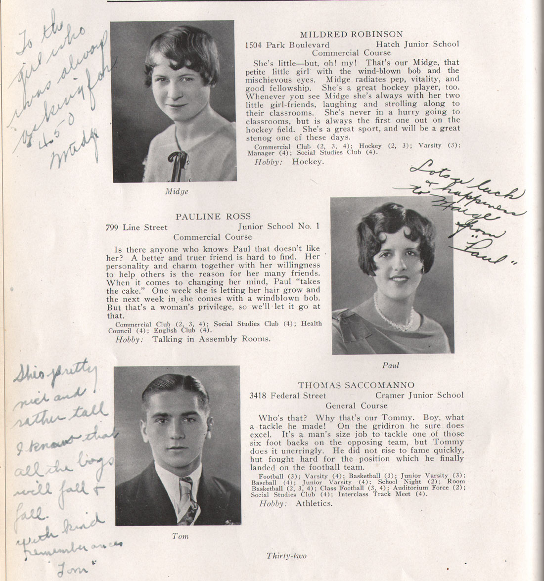 Class portraits yearbook page 32