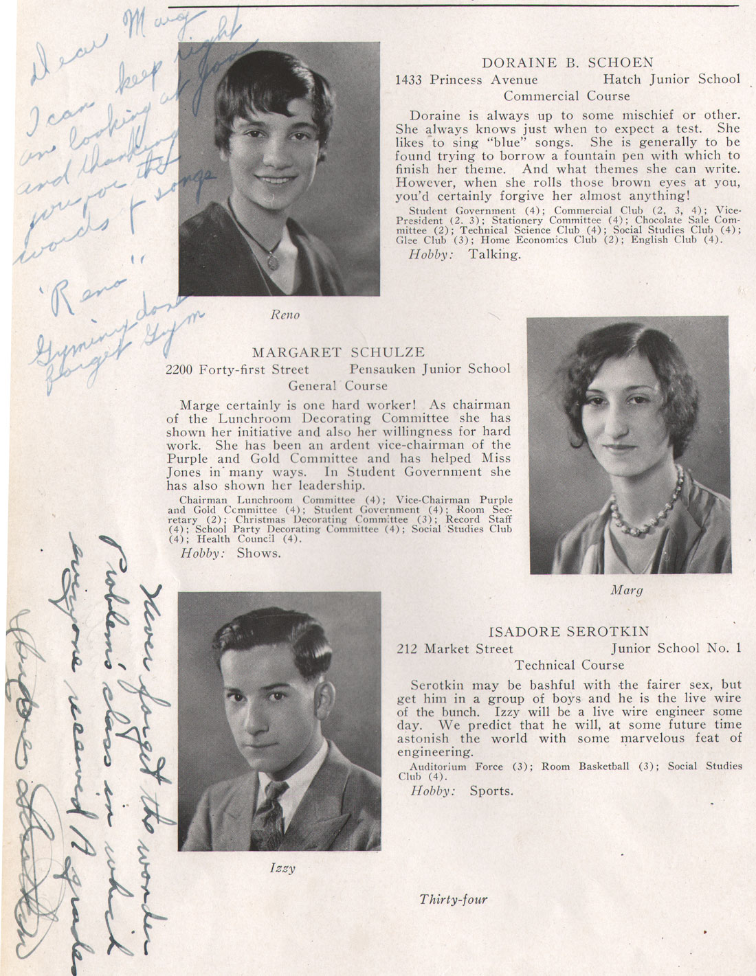 Class portraits yearbook page 34
