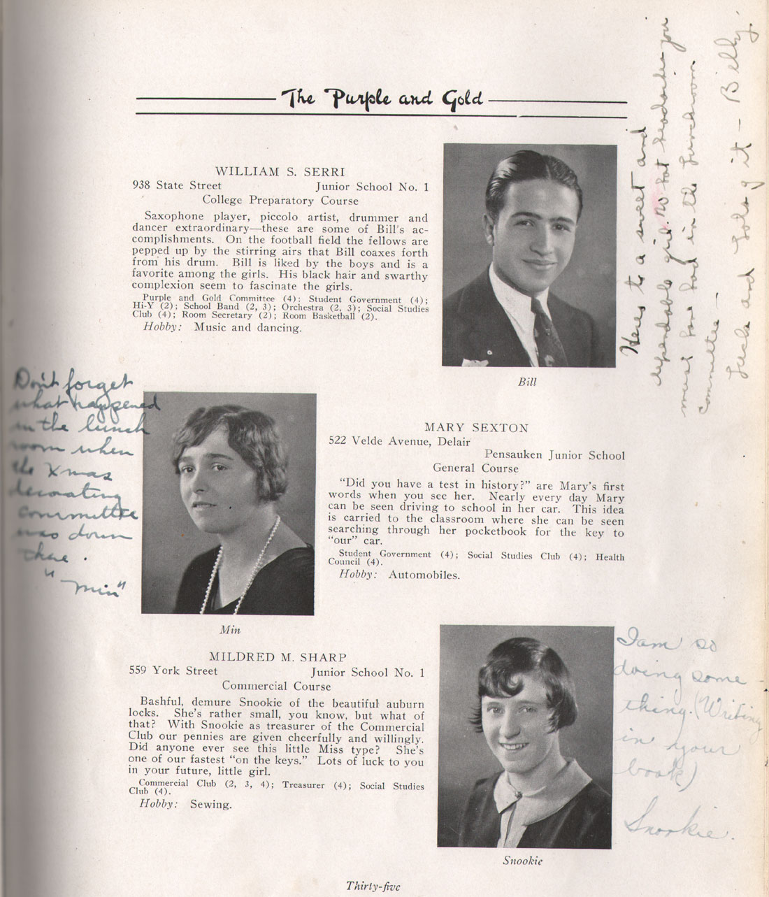 Class portraits yearbook page 35