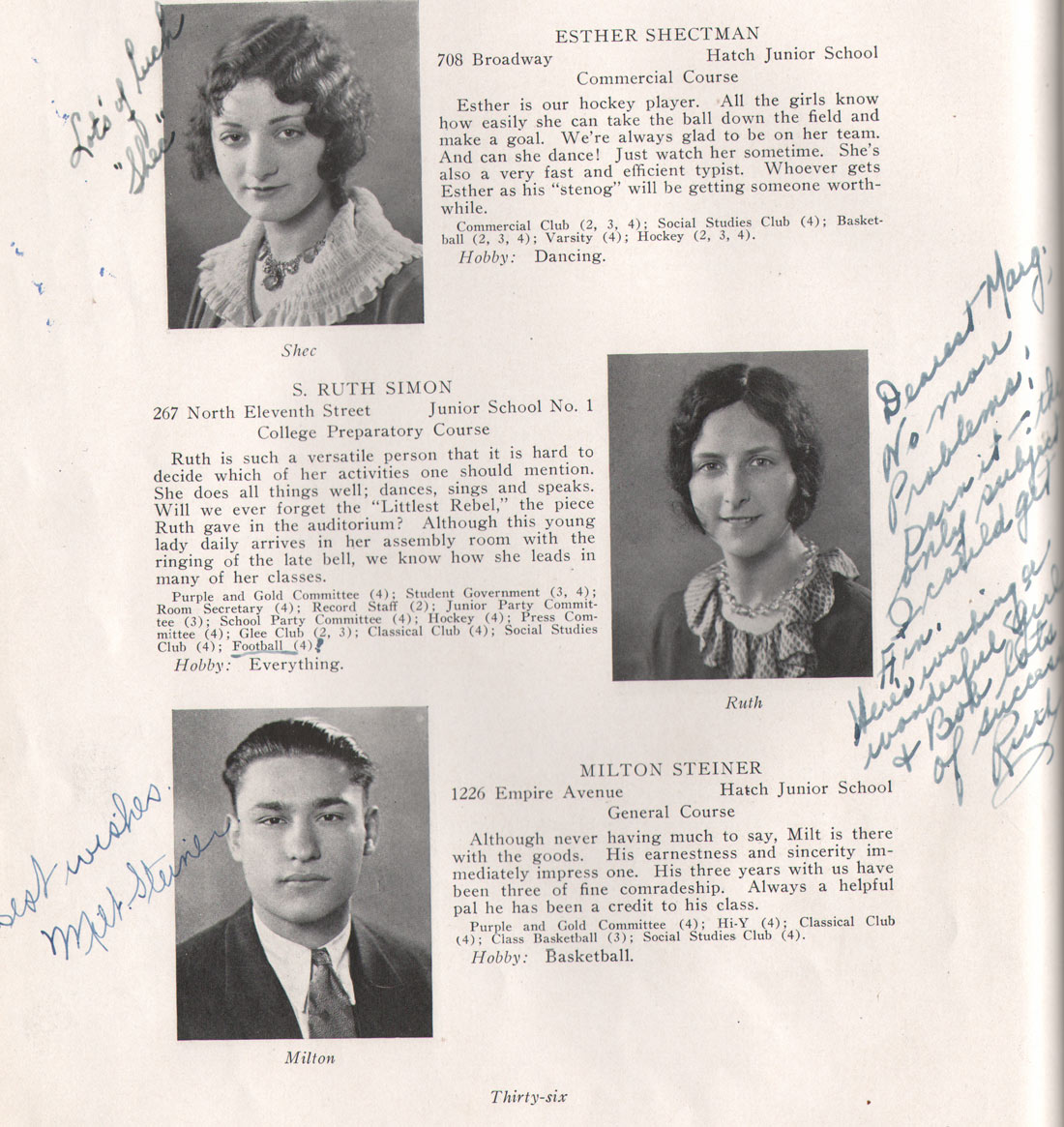 Class portraits yearbook page 36