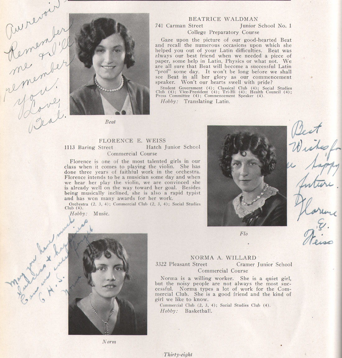 Class portraits yearbook page 38