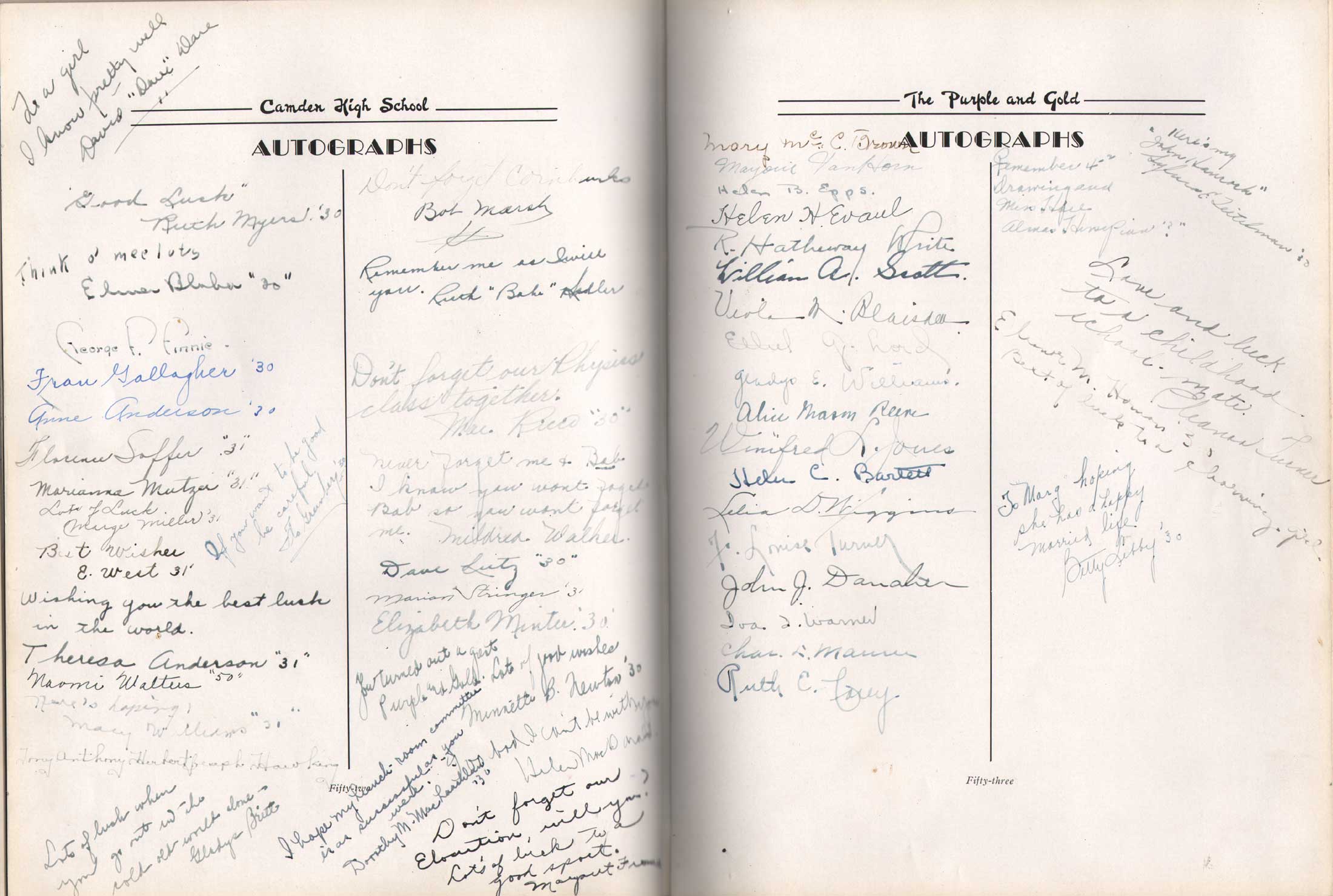 January Class of 1931 roster, pages 52–53