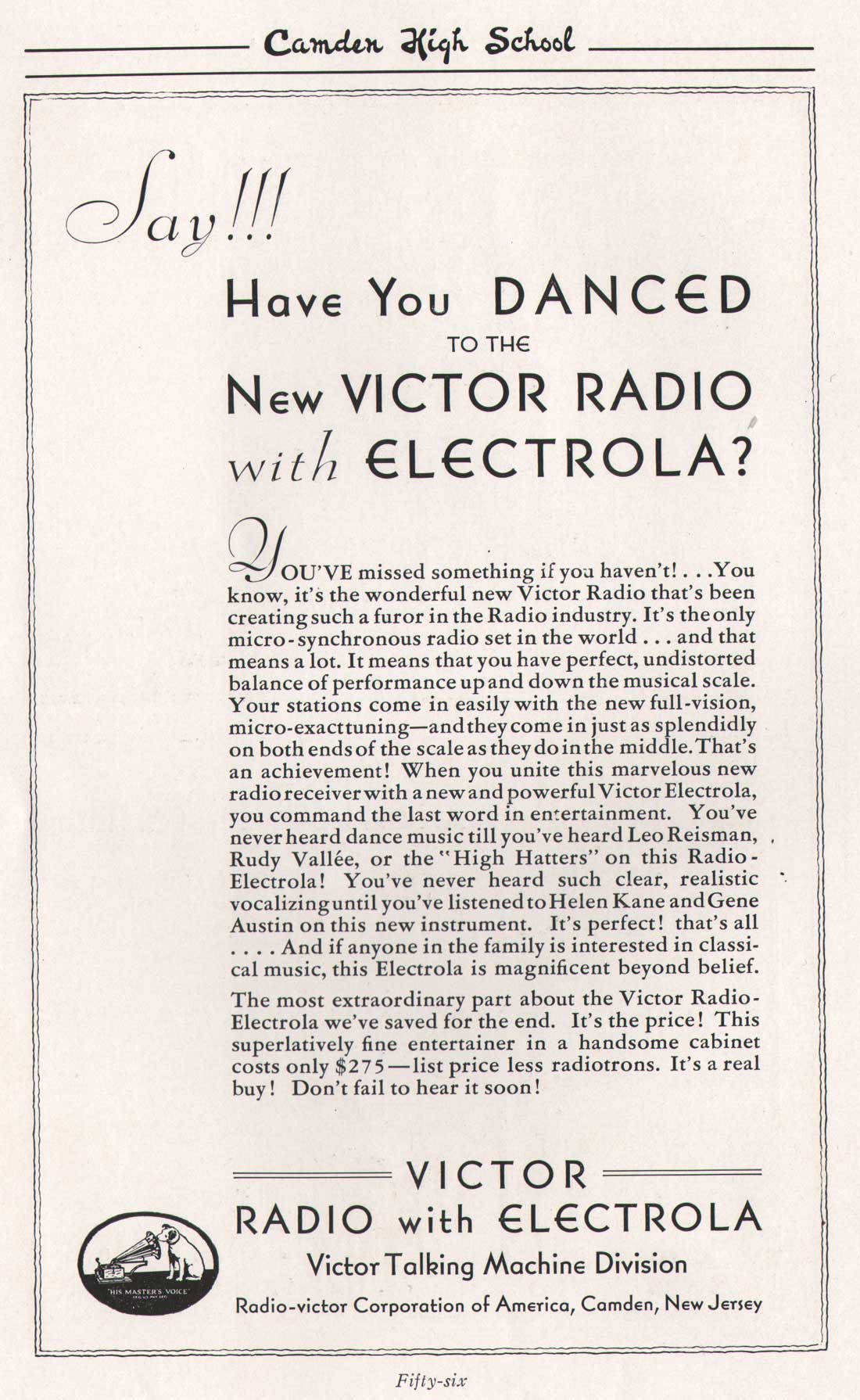 Yearbook advertisement page 56