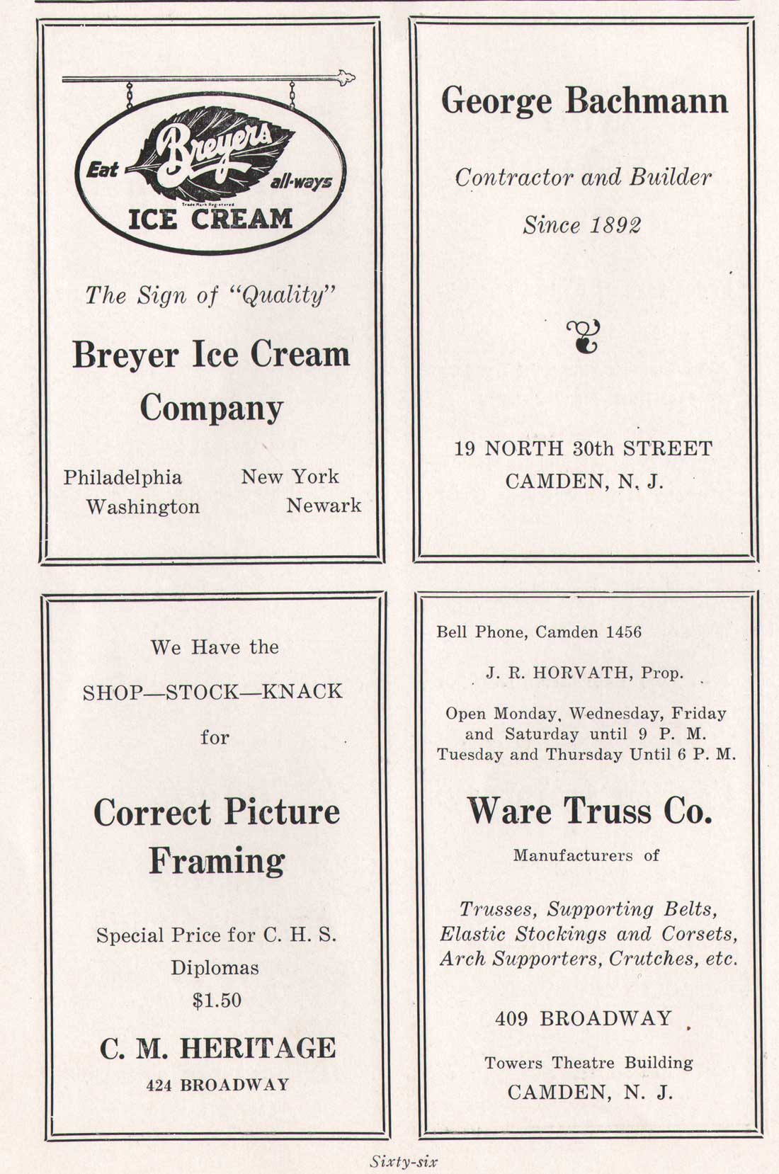 Yearbook advertisement page 66