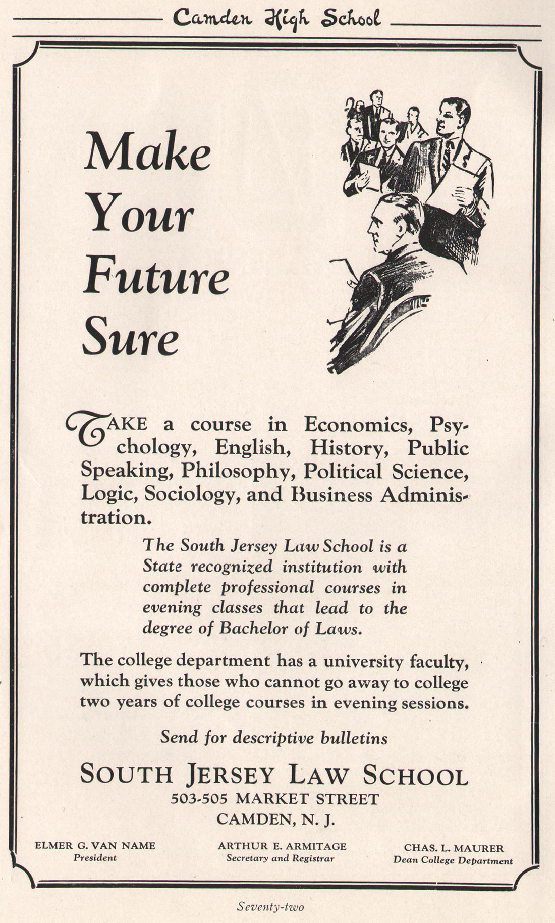 Yearbook advertisement page 72