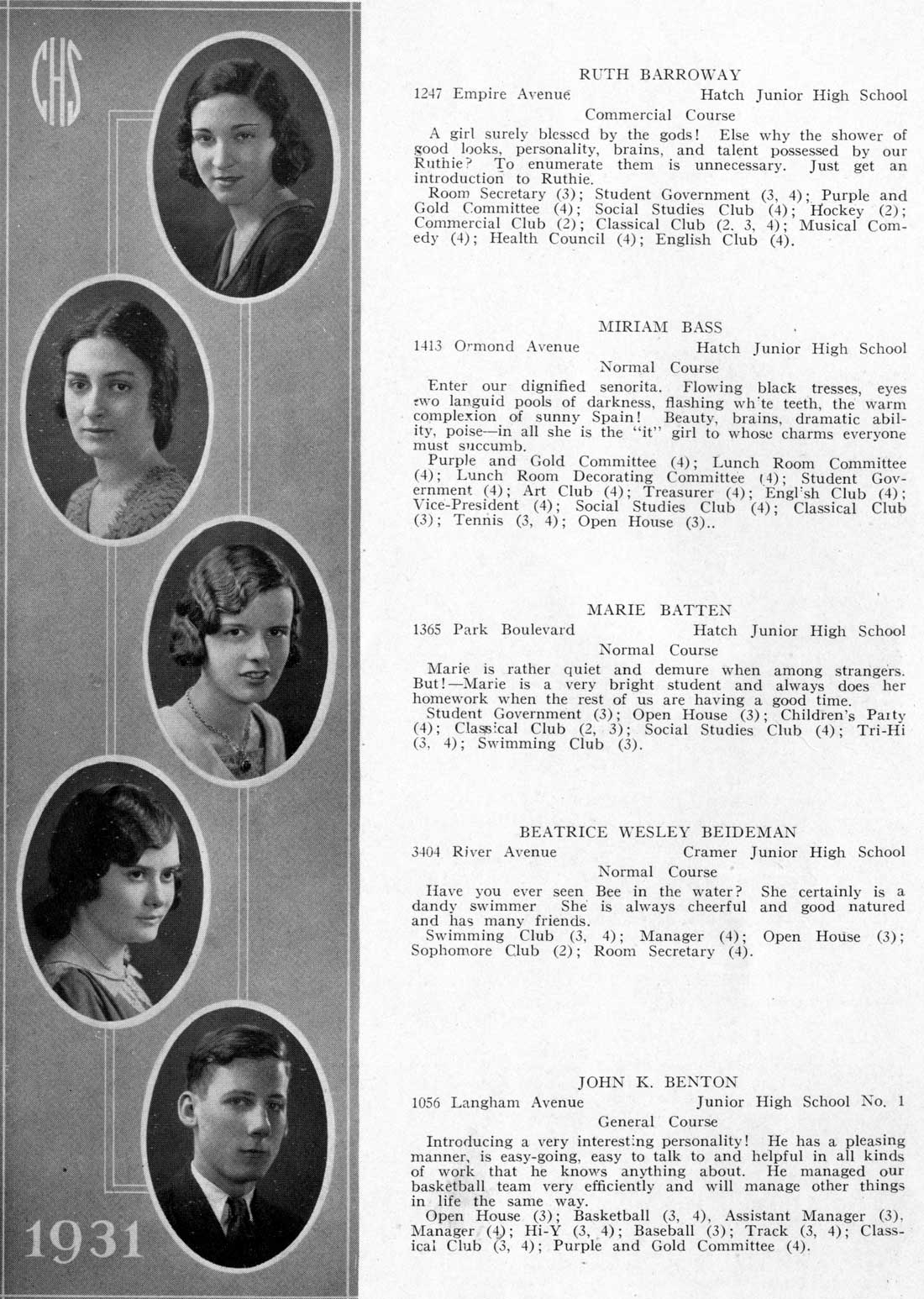 Camden High School June 1931 class portraits page 14