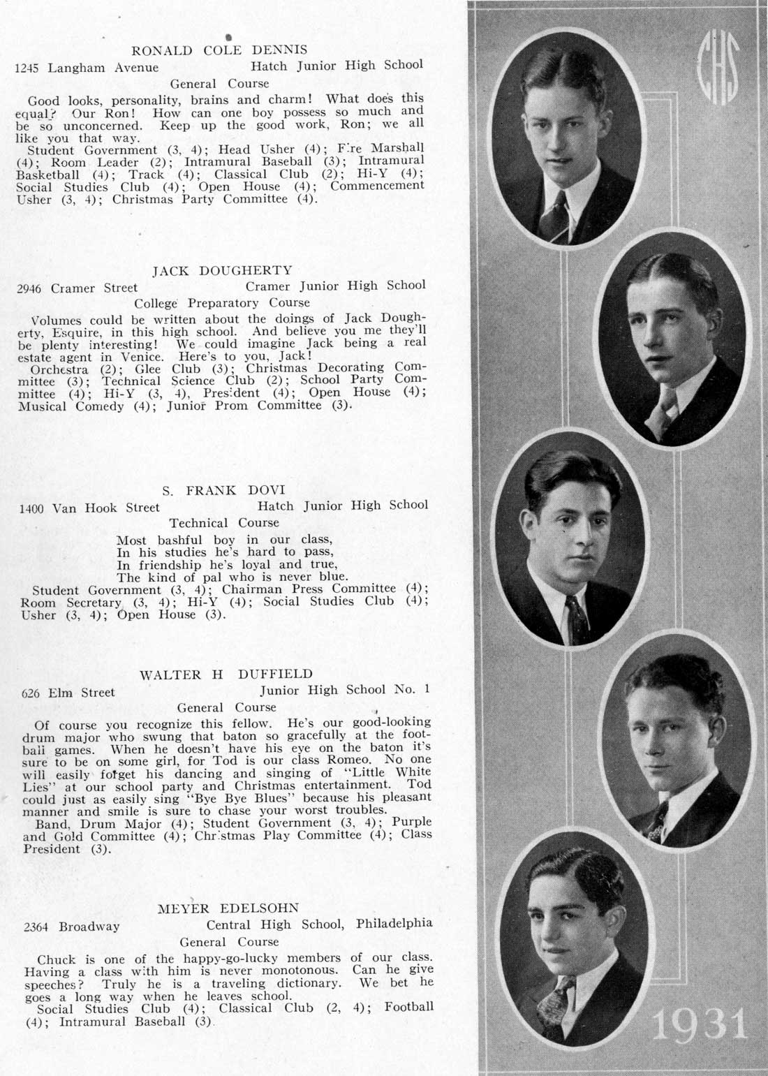 Camden High School June 1931 class portraits page 19