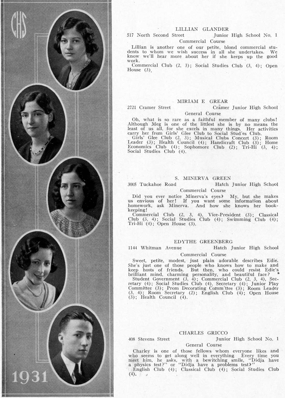 Camden High School June 1931 class portraits page 22