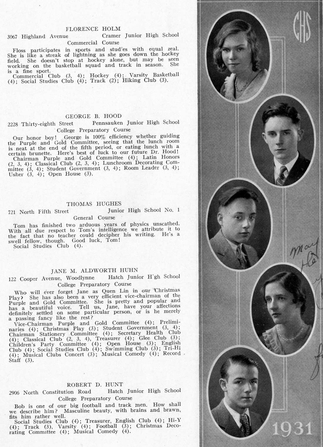 Camden High School June 1931 class portraits page 25