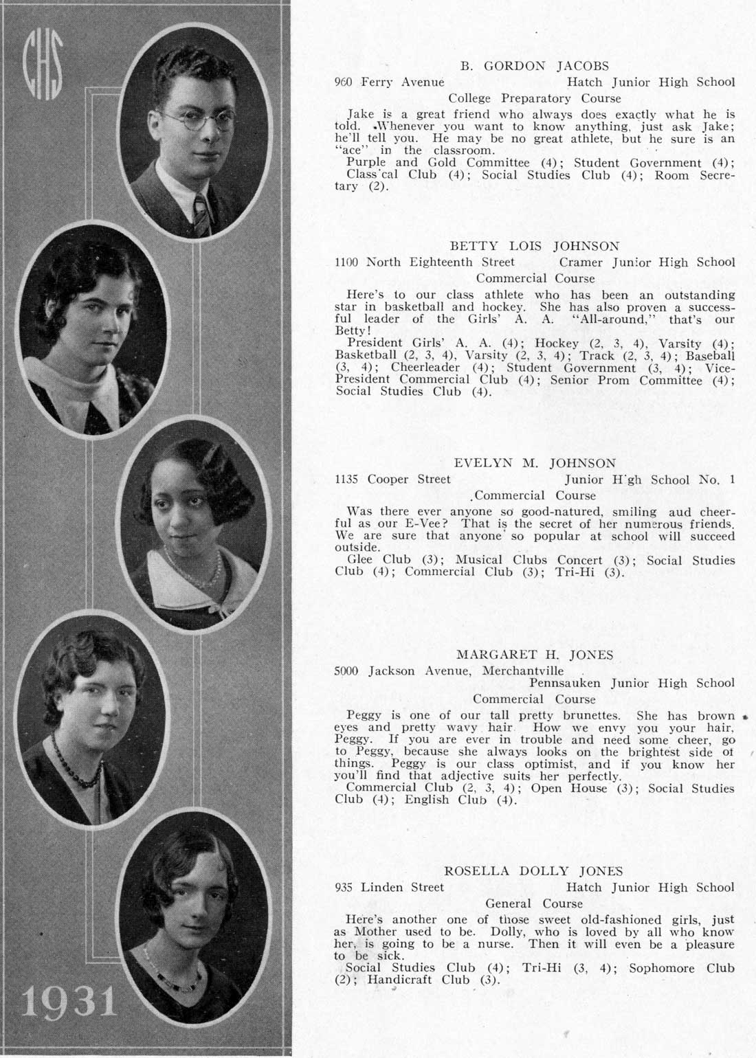 Camden High School June 1931 class portraits page 26
