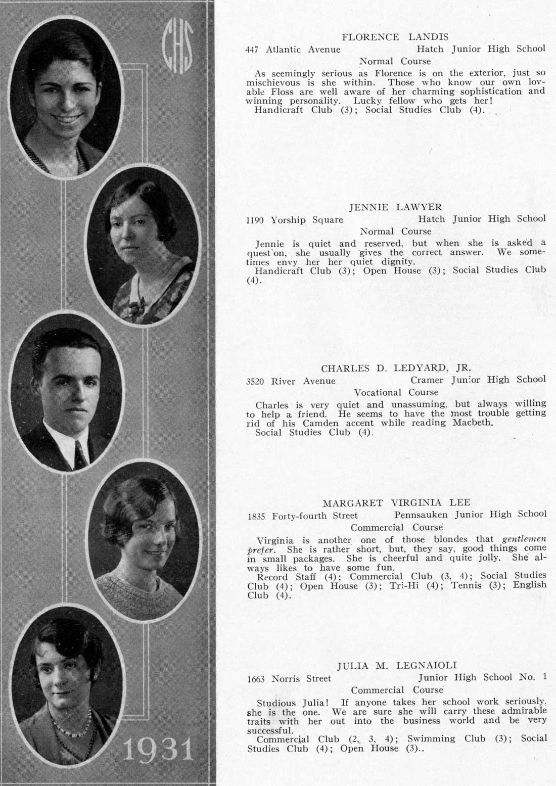 Camden High School June 1931 class portraits page 28