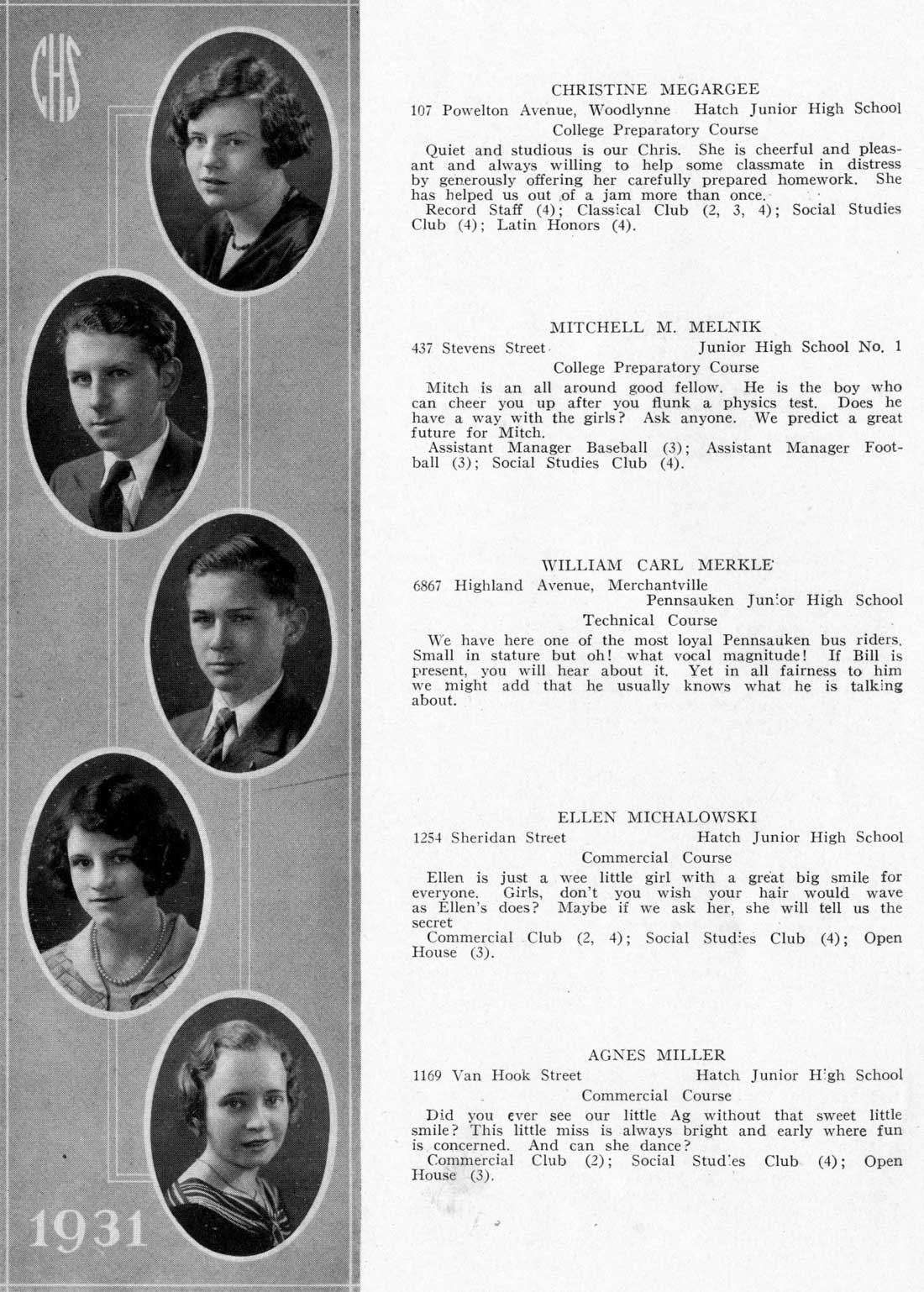 Camden High School June 1931 class portraits page 32