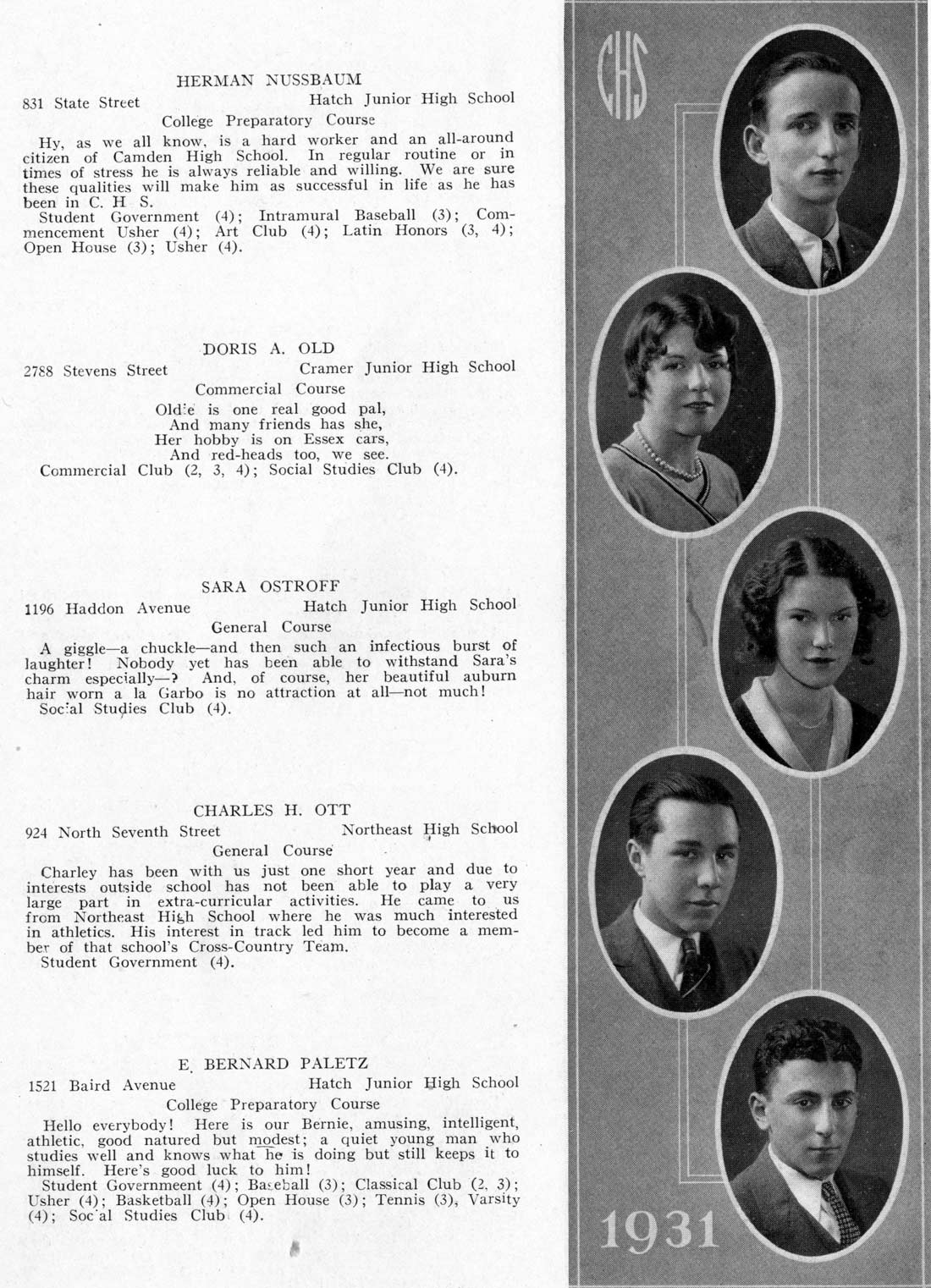 Camden High School June 1931 class portraits page 35