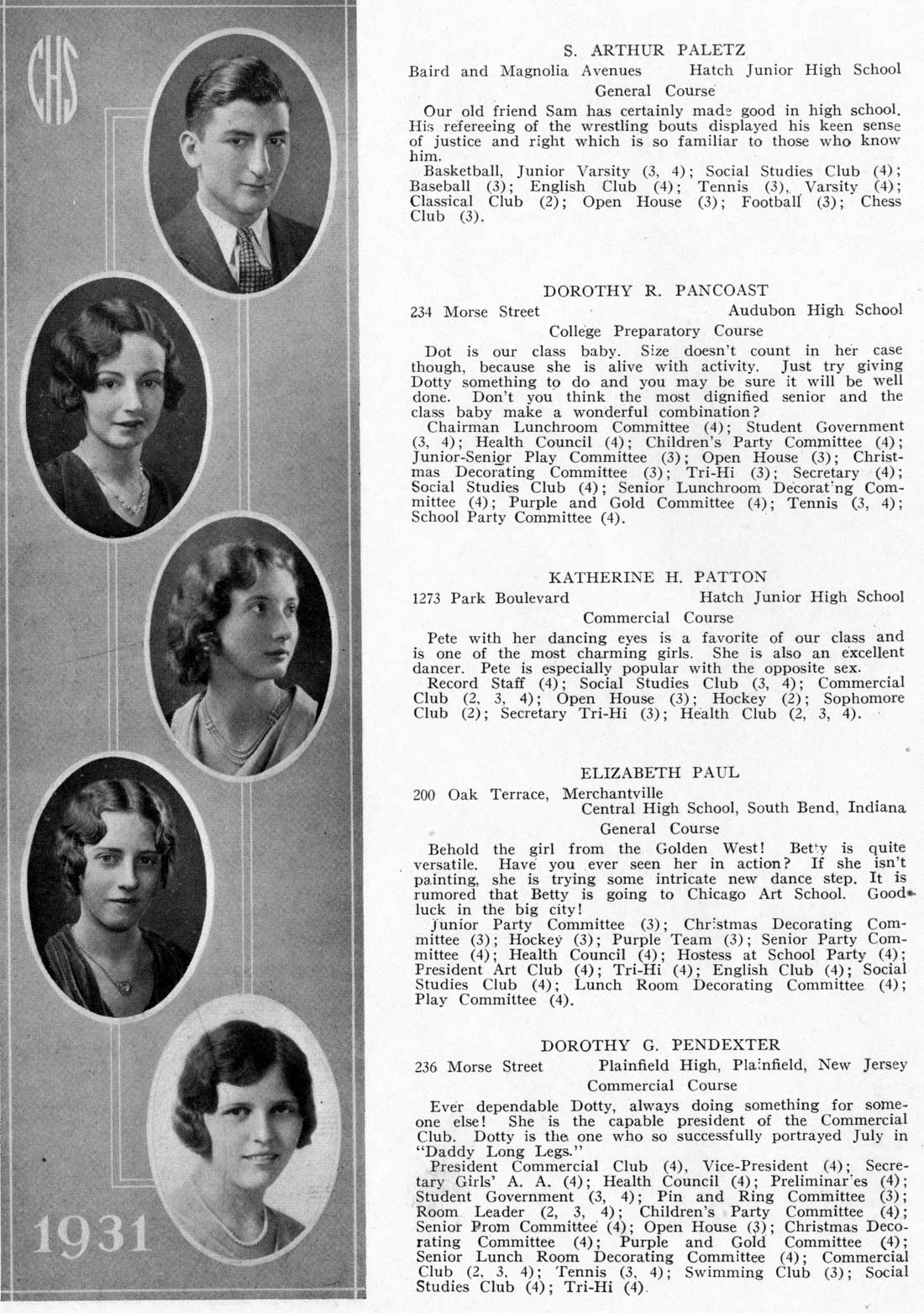 Camden High School June 1931 class portraits page 36