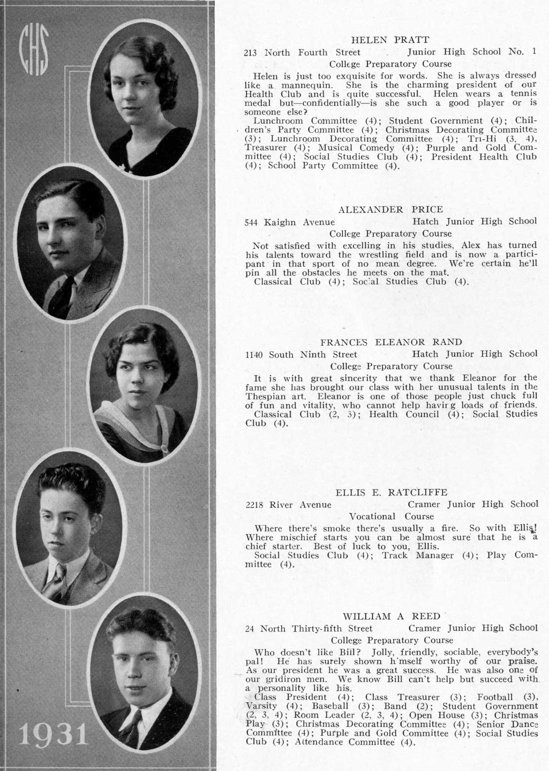Camden High School June 1931 class portraits page 38