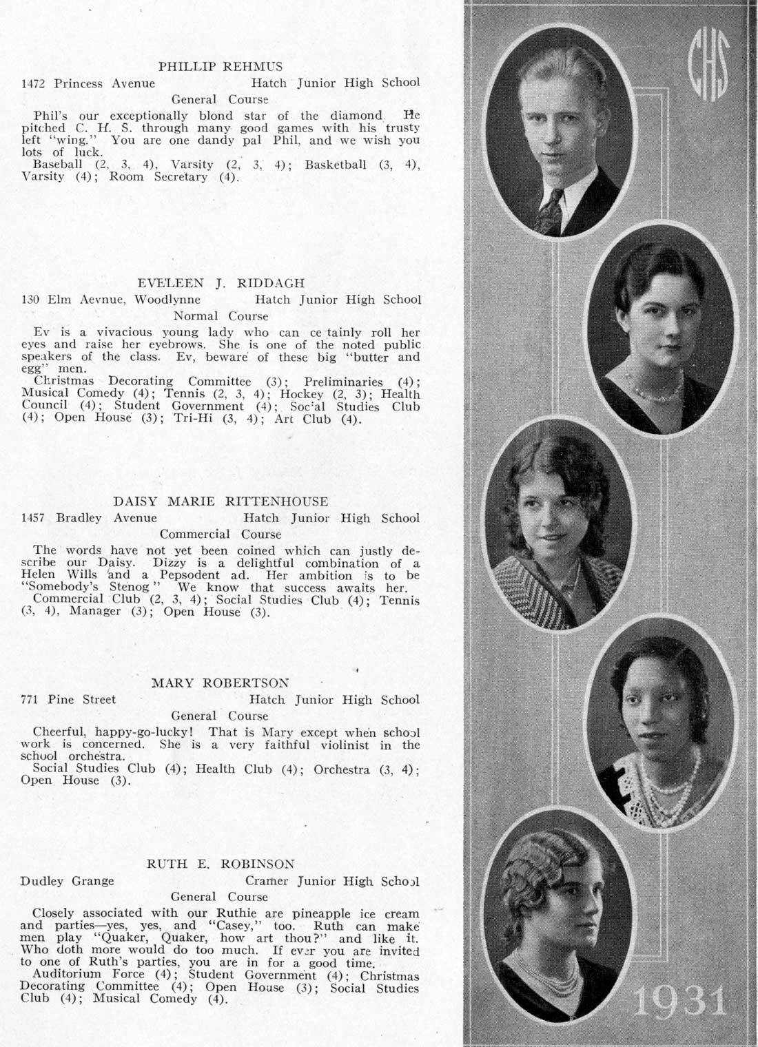 Camden High School June 1931 class portraits page 39