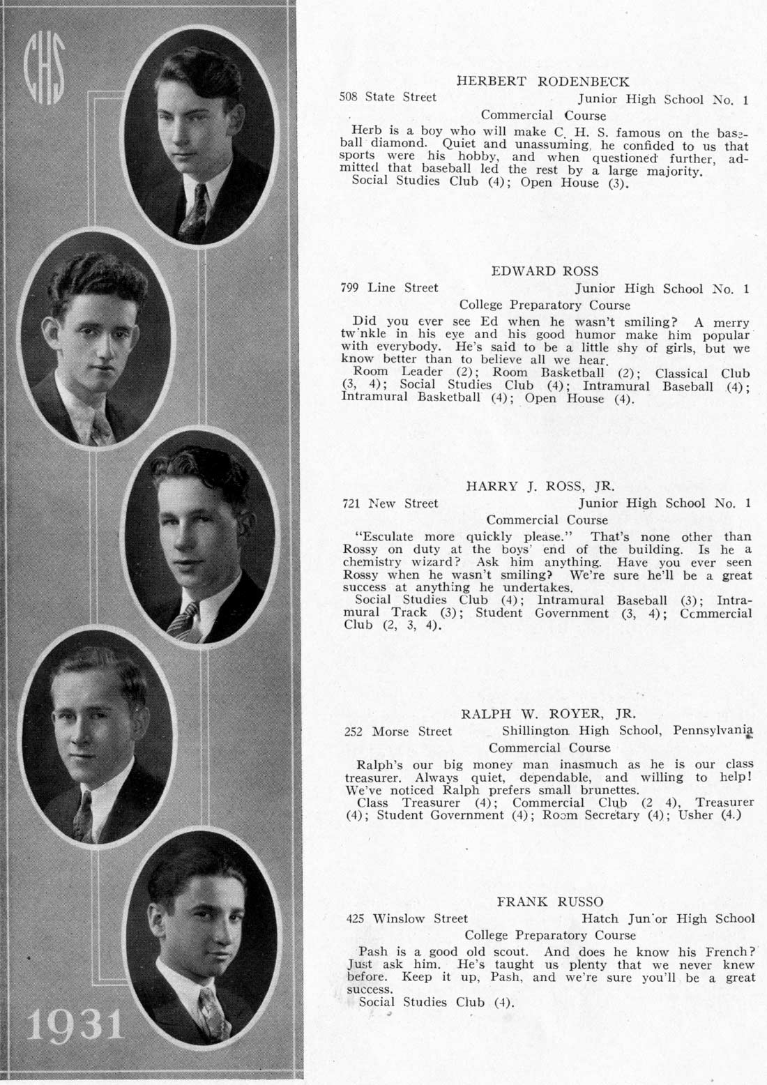Camden High School June 1931 class portraits page 40